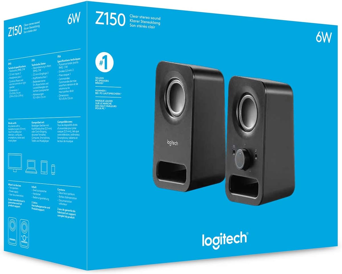 Logitech Z150 PC Speaker, Stereo Sound, 2 Speakers, 6 Watts Peak Power Logitech Z150 PC Speaker, Stereo Sound, 2 Speakers, 6 Watts Peak Power